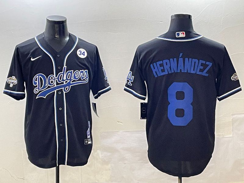 Men Los Angeles Dodgers #8 Hernandez Black Fashion Game 2025 Nike MLB Jersey style 3062->los angeles dodgers->MLB Jersey